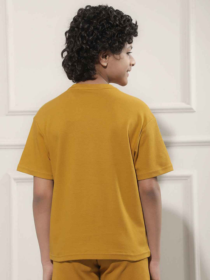 Mustard Typographic Print 100% Cotton T-Shirt