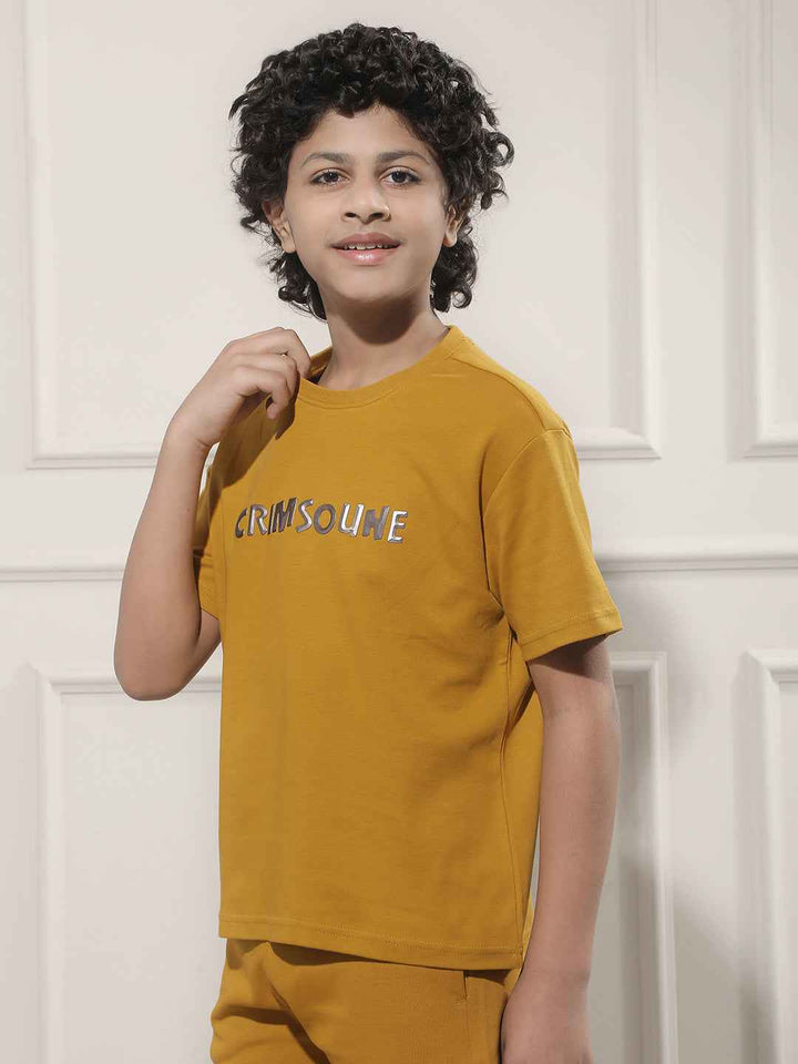 Mustard Typographic Print 100% Cotton T-Shirt