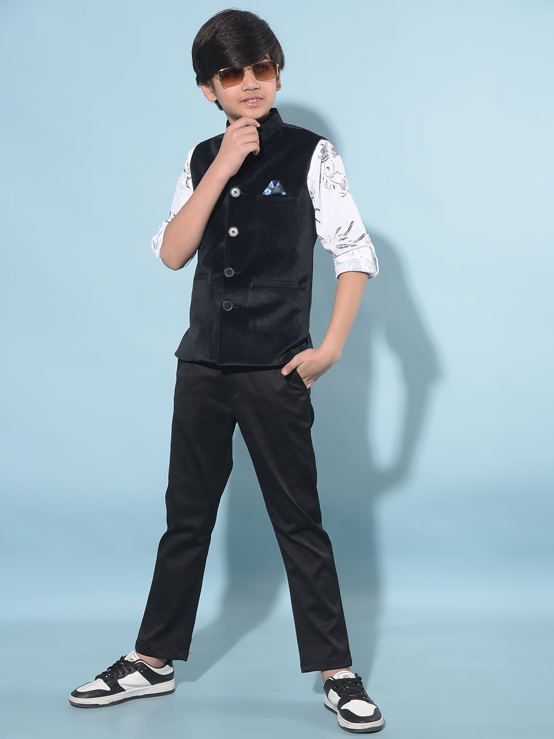 Black Regular Length Waist-Coat-Boys Waistcoats-Crimsoune Club