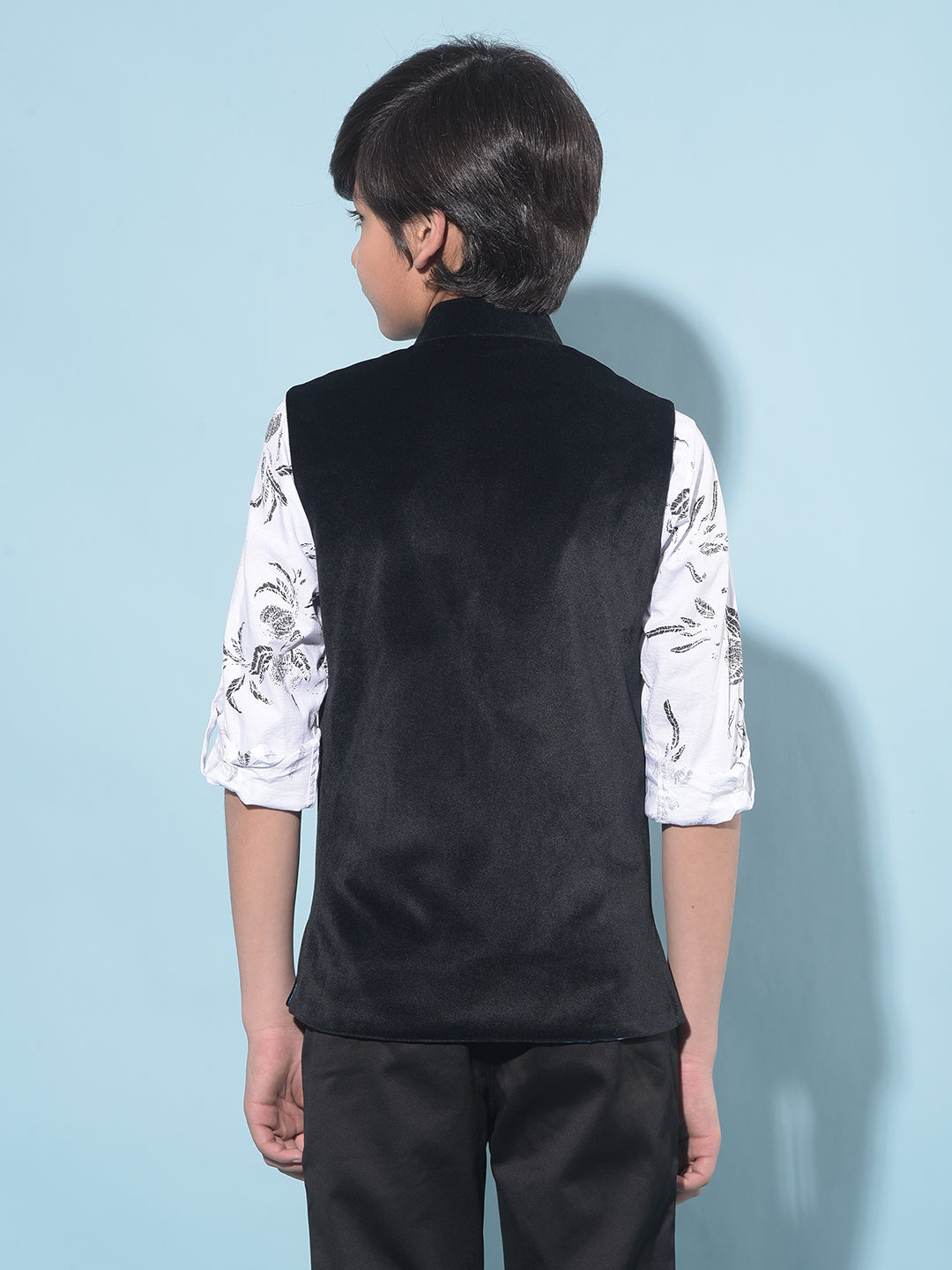 Black Regular Length Waist-Coat-Boys Waistcoats-Crimsoune Club
