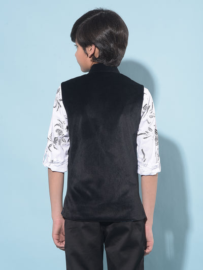 Black Regular Length Waist-Coat-Boys Waistcoats-Crimsoune Club