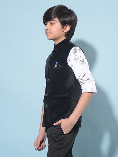 Black Regular Length Waist-Coat-Boys Waistcoats-Crimsoune Club