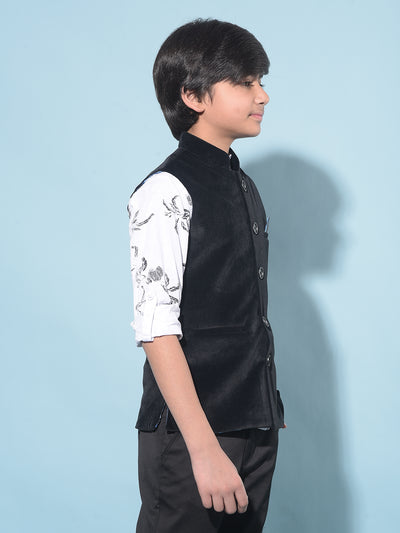 Black Regular Length Waist-Coat-Boys Waistcoats-Crimsoune Club