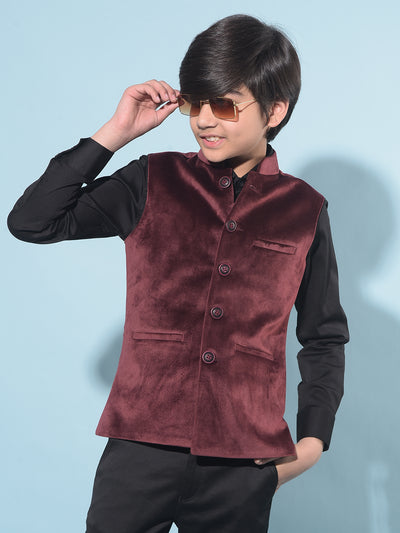 Wine Regular Length Waist-Coat-Boys Waistcoats-Crimsoune Club