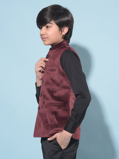 Wine Regular Length Waist-Coat-Boys Waistcoats-Crimsoune Club