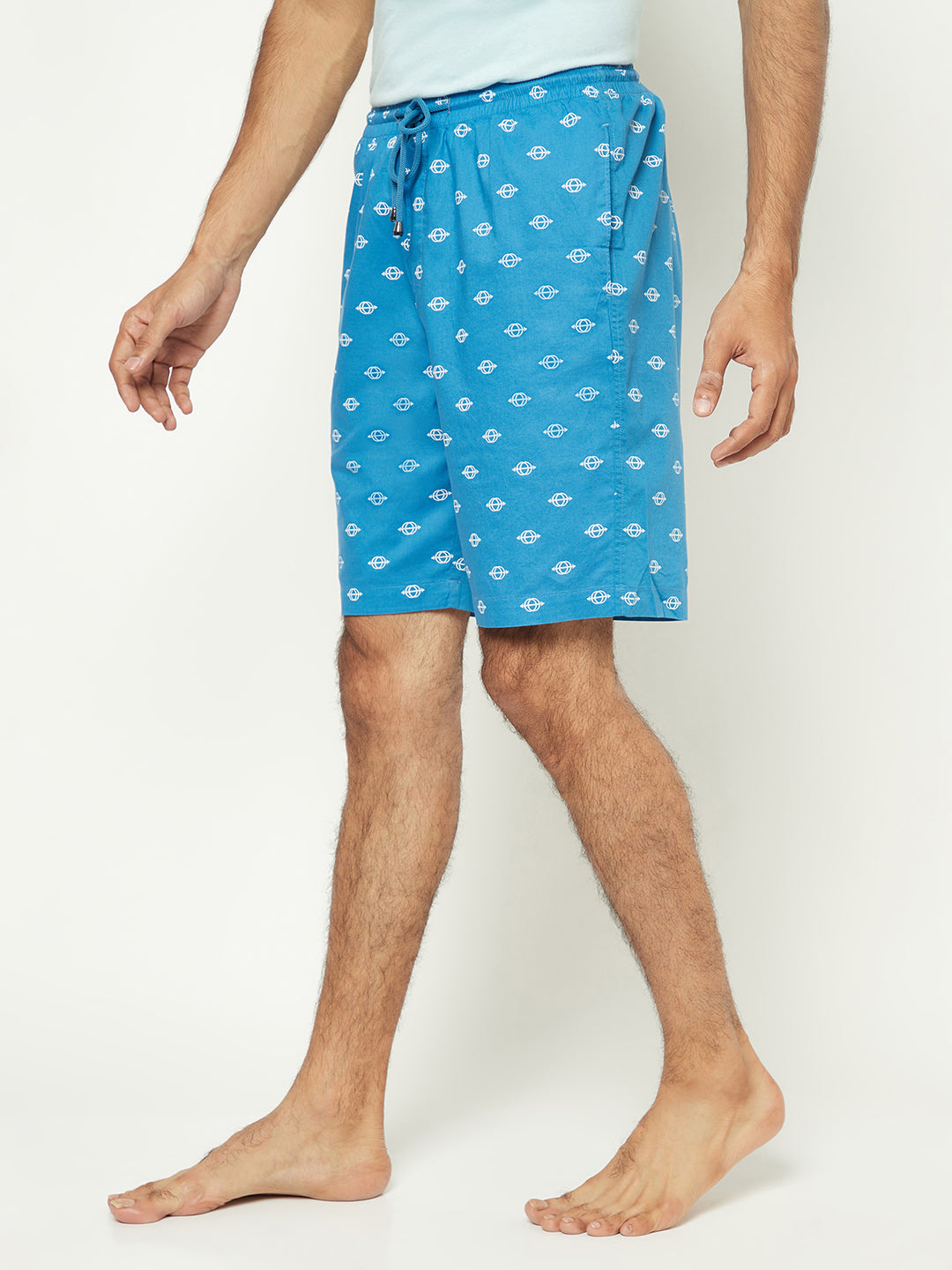 Fresh Blue Patterned Shorts-Men Shorts-Crimsoune Club