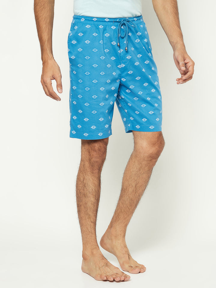 Fresh Blue Patterned Shorts-Men Shorts-Crimsoune Club