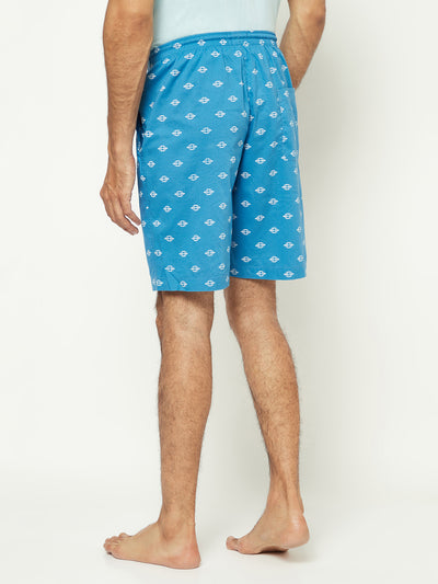 Fresh Blue Patterned Shorts-Men Shorts-Crimsoune Club