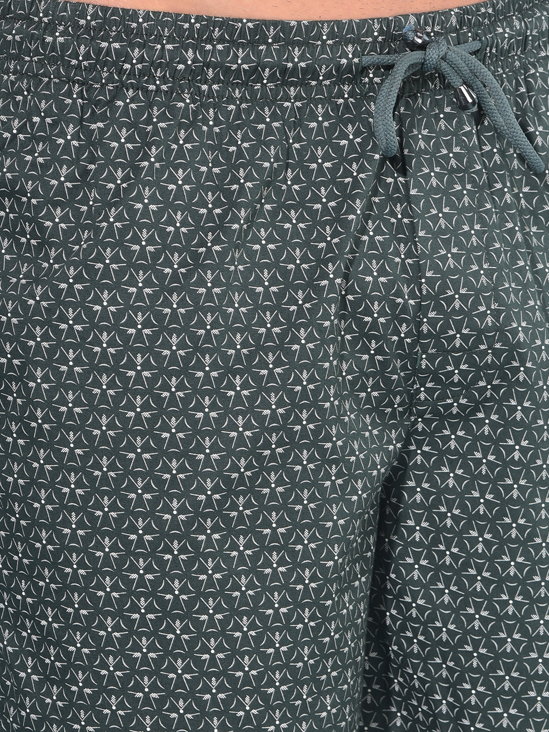 Olive Printed 100% Cotton Lounge Shorts-Men Lounge Shorts-Crimsoune Club