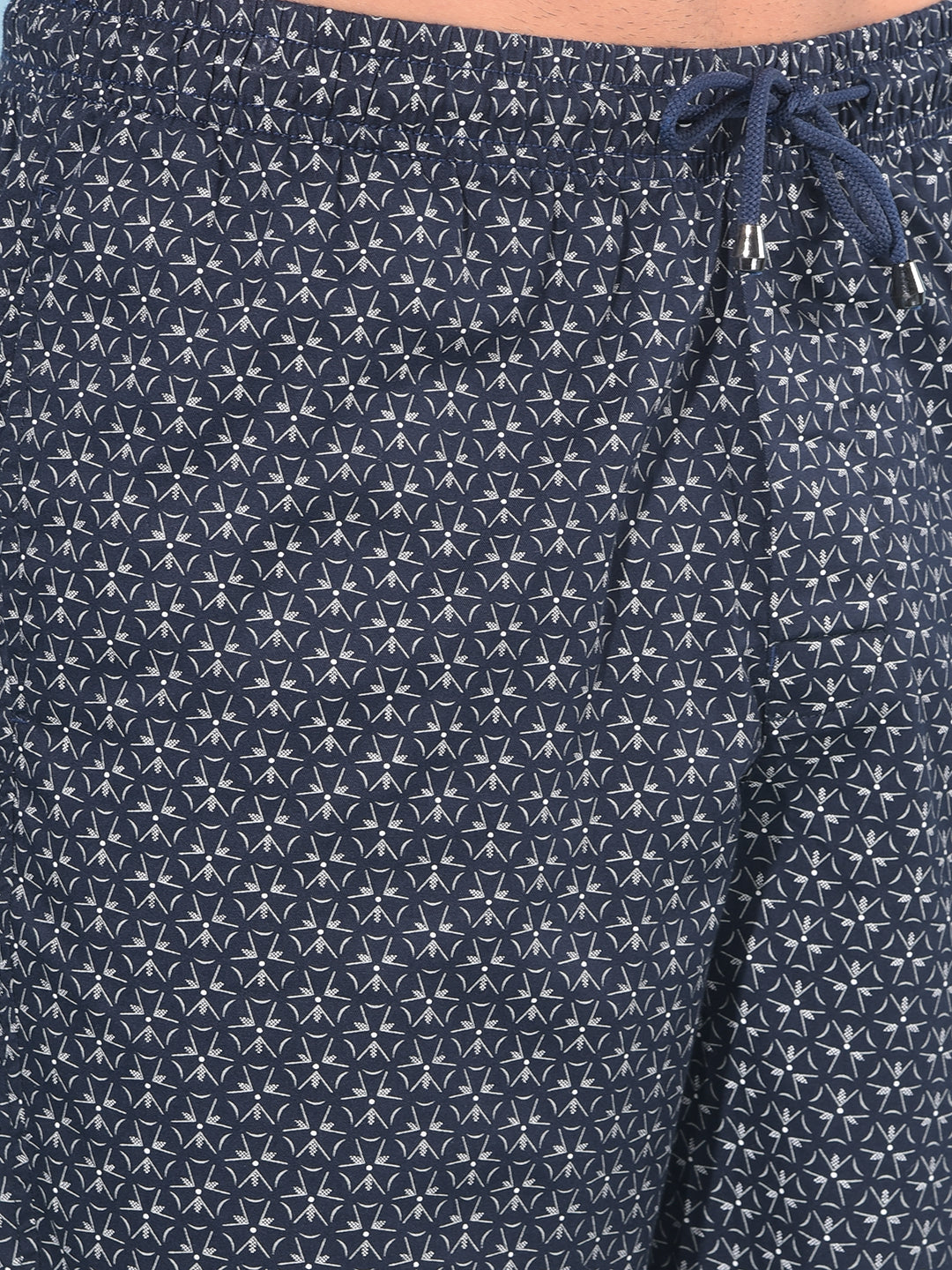 Navy Blue Printed 100% Cotton Lounge Shorts-Men Lounge Shorts-Crimsoune Club