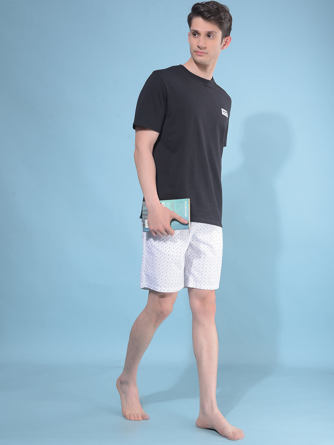 White Printed 100% Cotton Shorts-Men Lounge Shorts-Crimsoune Club