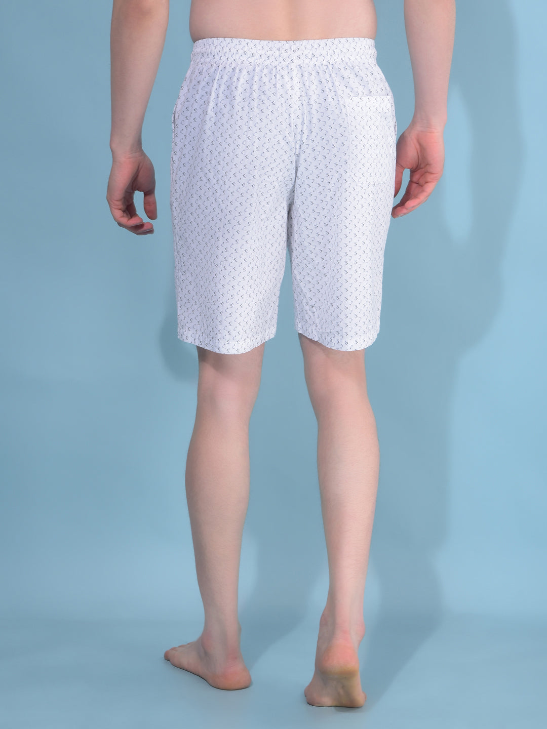 White Printed 100% Cotton Shorts-Men Lounge Shorts-Crimsoune Club