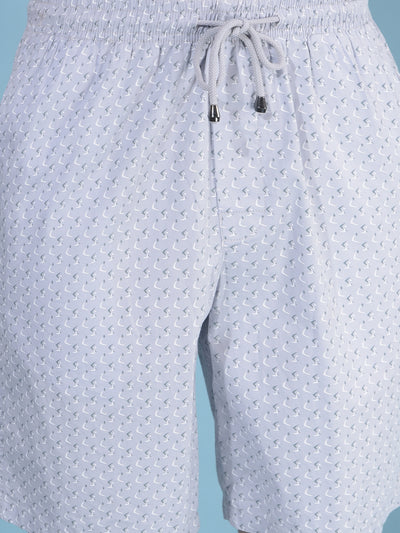 Grey Printed 100% Cotton Shorts-Men Lounge Shorts-Crimsoune Club