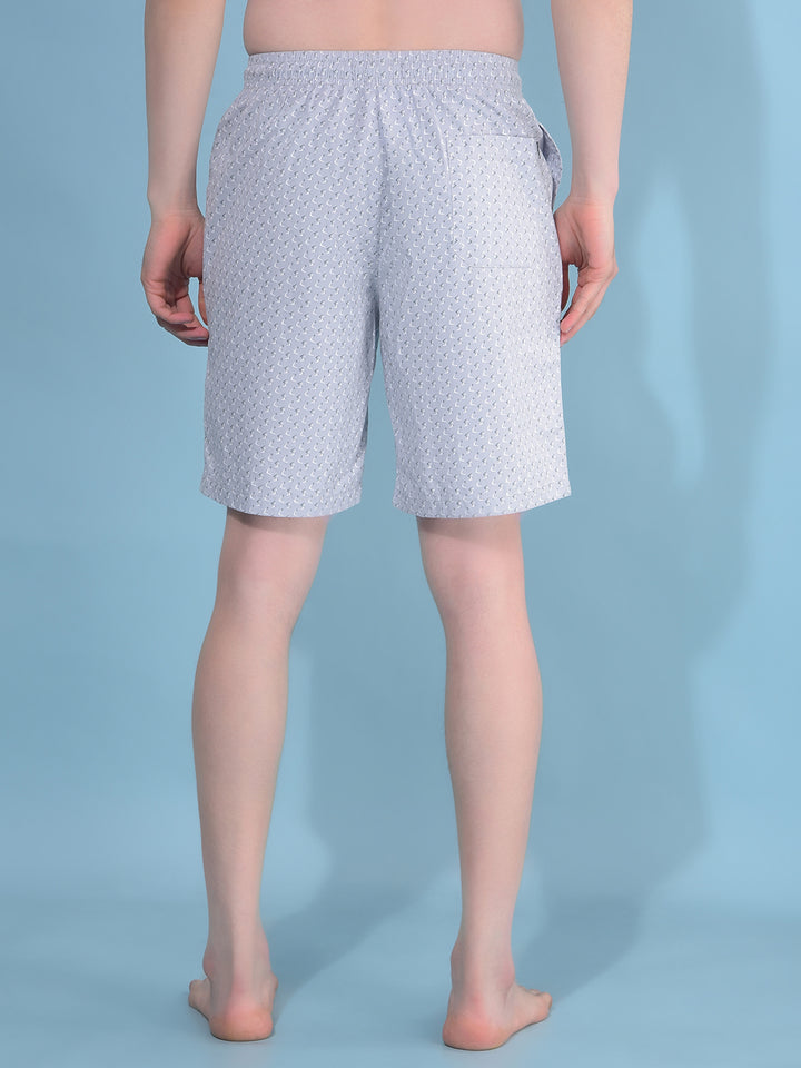 Grey Printed 100% Cotton Shorts-Men Lounge Shorts-Crimsoune Club