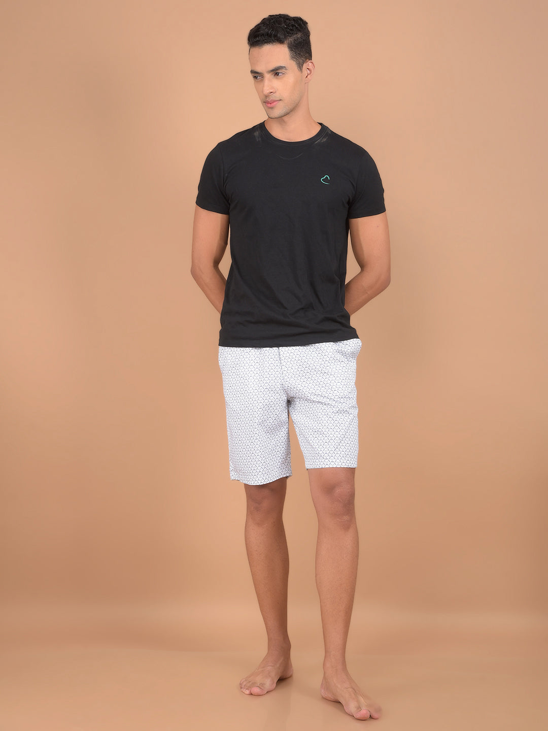 White Printed 100% Cotton Lounge Shorts-Men Lounge Shorts-Crimsoune Club