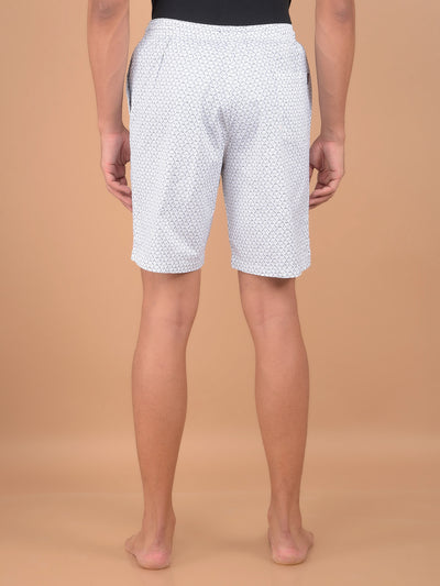White Printed 100% Cotton Lounge Shorts-Men Lounge Shorts-Crimsoune Club