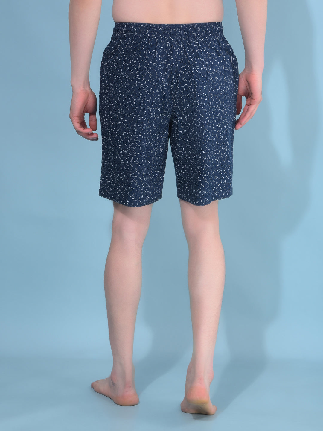 Navy Blue Printed 100% Cotton Shorts-Men Lounge Shorts-Crimsoune Club