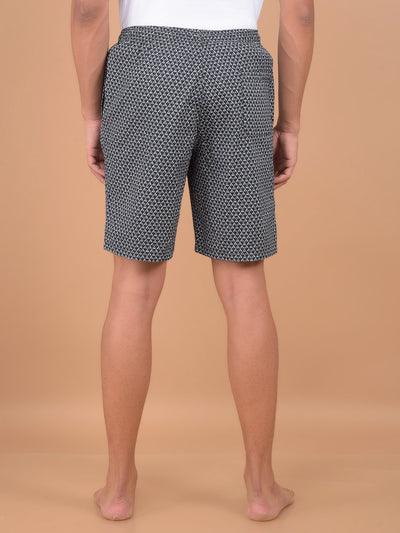 Navy Blue Printed 100% Cotton Shorts-Men Lounge Shorts-Crimsoune Club