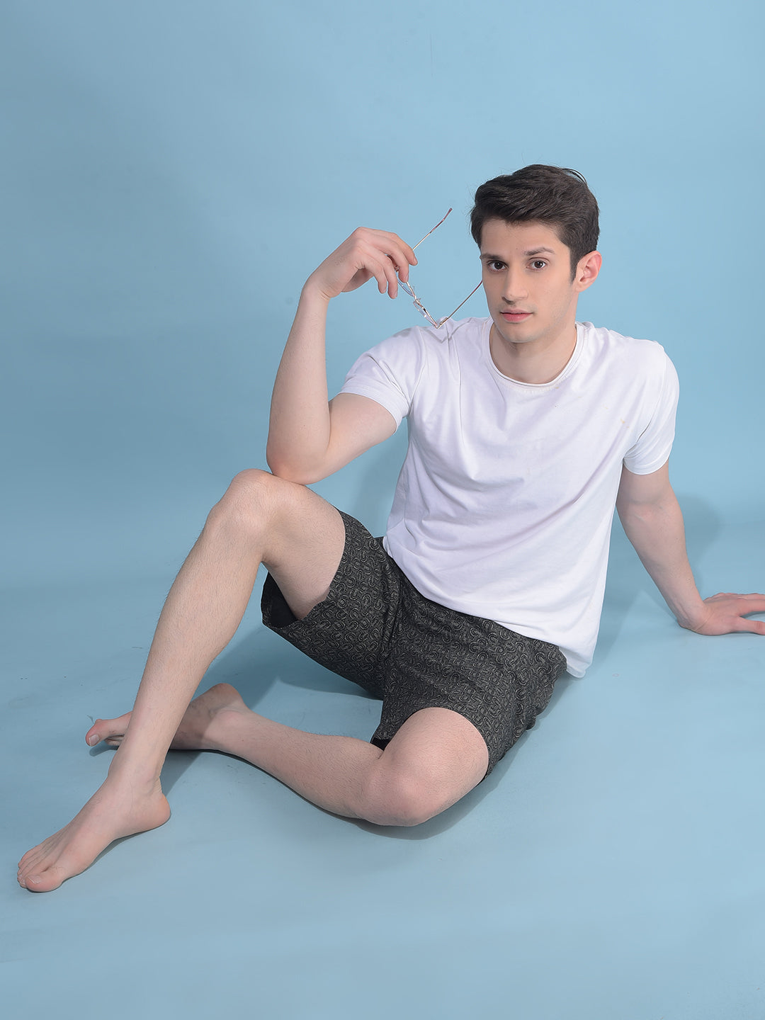 Black Abstract 100% Cotton Shorts-Men Lounge Shorts-Crimsoune Club
