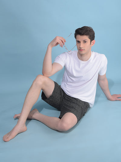 Black Abstract 100% Cotton Shorts-Men Lounge Shorts-Crimsoune Club