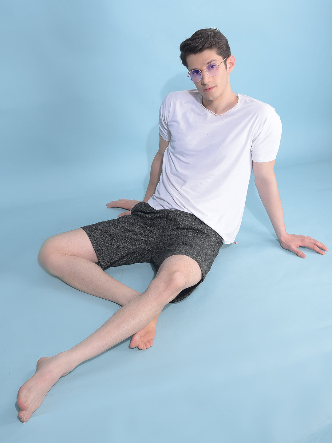 Black Abstract 100% Cotton Shorts-Men Lounge Shorts-Crimsoune Club