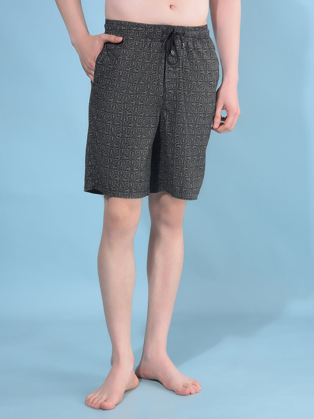 Black Abstract 100% Cotton Shorts-Men Lounge Shorts-Crimsoune Club