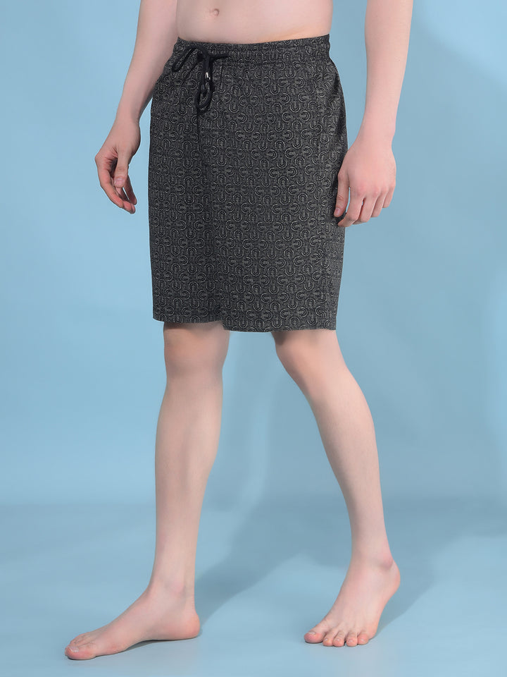 Black Abstract 100% Cotton Shorts-Men Lounge Shorts-Crimsoune Club