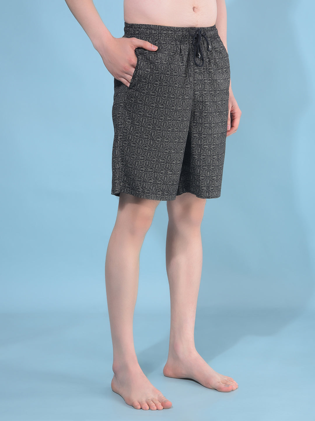 Black Abstract 100% Cotton Shorts-Men Lounge Shorts-Crimsoune Club