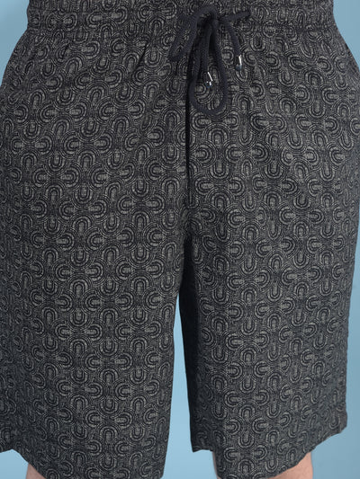 Black Abstract 100% Cotton Shorts-Men Lounge Shorts-Crimsoune Club