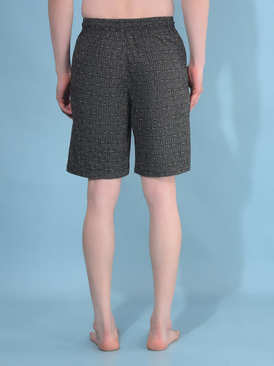 Black Abstract 100% Cotton Shorts-Men Lounge Shorts-Crimsoune Club
