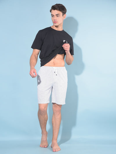 Grey Printed 100% Cotton Lounge Shorts-Men Lounge Shorts-Crimsoune Club