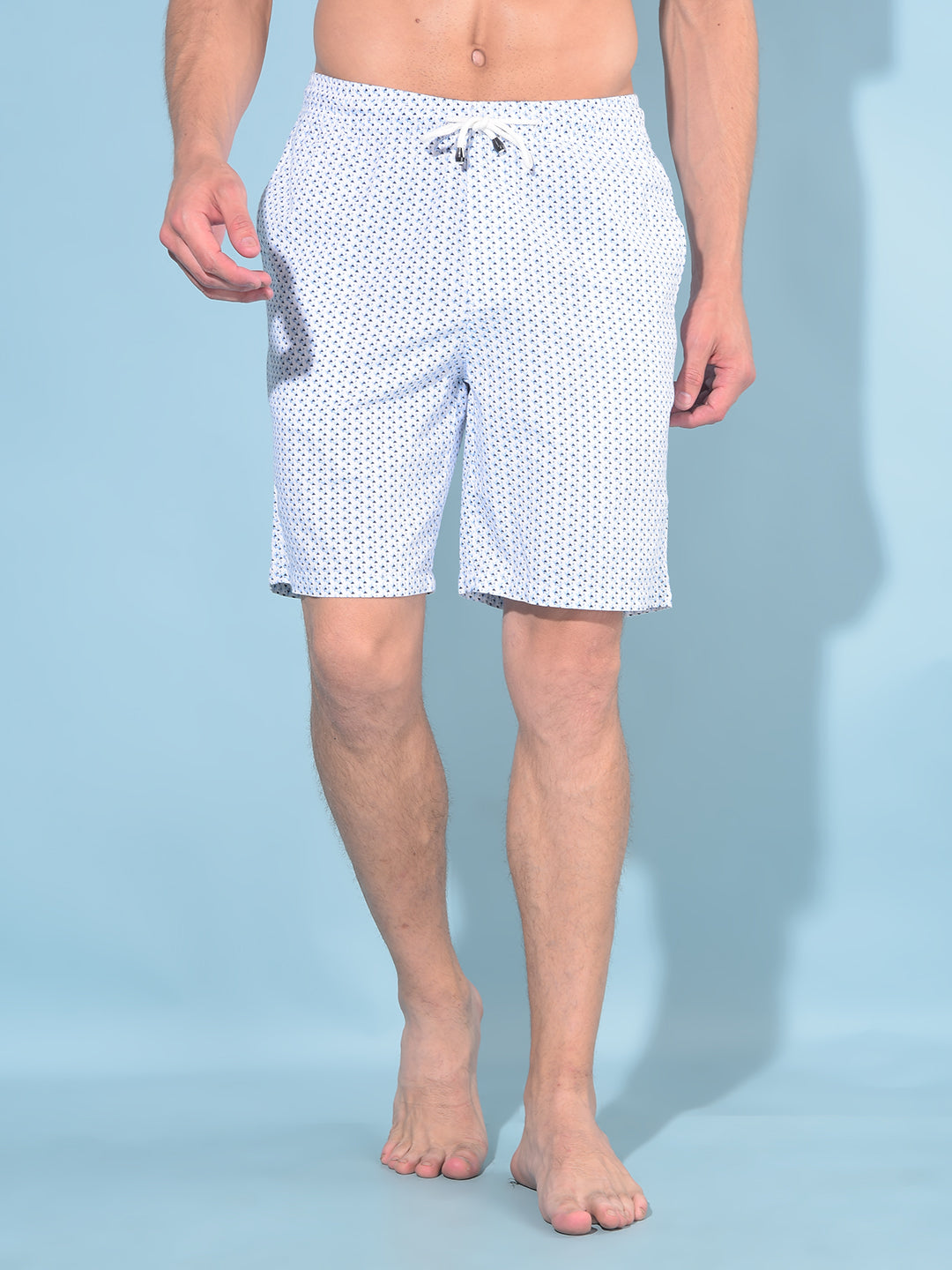 Blue Printed 100% Cotton Lounge Shorts-Men Lounge Shorts-Crimsoune Club