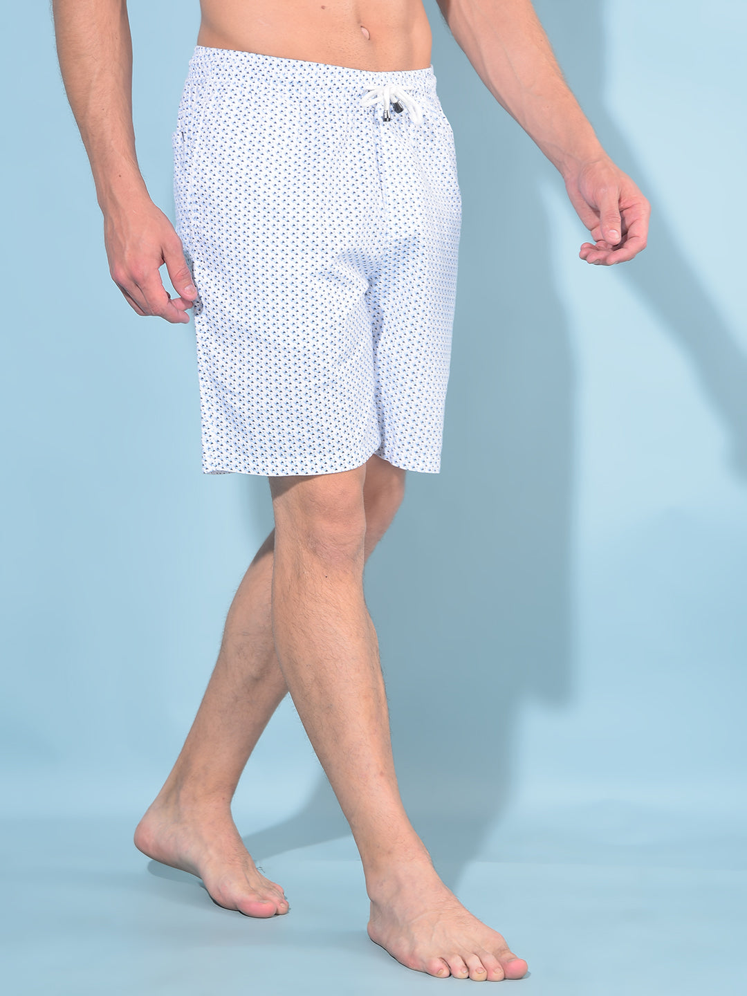 Blue Printed 100% Cotton Lounge Shorts-Men Lounge Shorts-Crimsoune Club