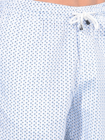 Blue Printed 100% Cotton Lounge Shorts-Men Lounge Shorts-Crimsoune Club