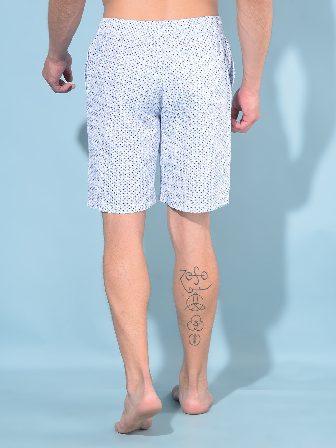 Blue Printed 100% Cotton Lounge Shorts-Men Lounge Shorts-Crimsoune Club