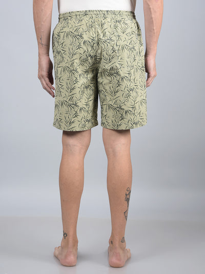 Green Floral Print 100% Cotton Lounge Shorts-Men Lounge Shorts-Crimsoune Club
