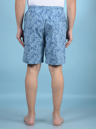 Blue Floral Print 100% Cotton Lounge Shorts-Men Lounge Shorts-Crimsoune Club