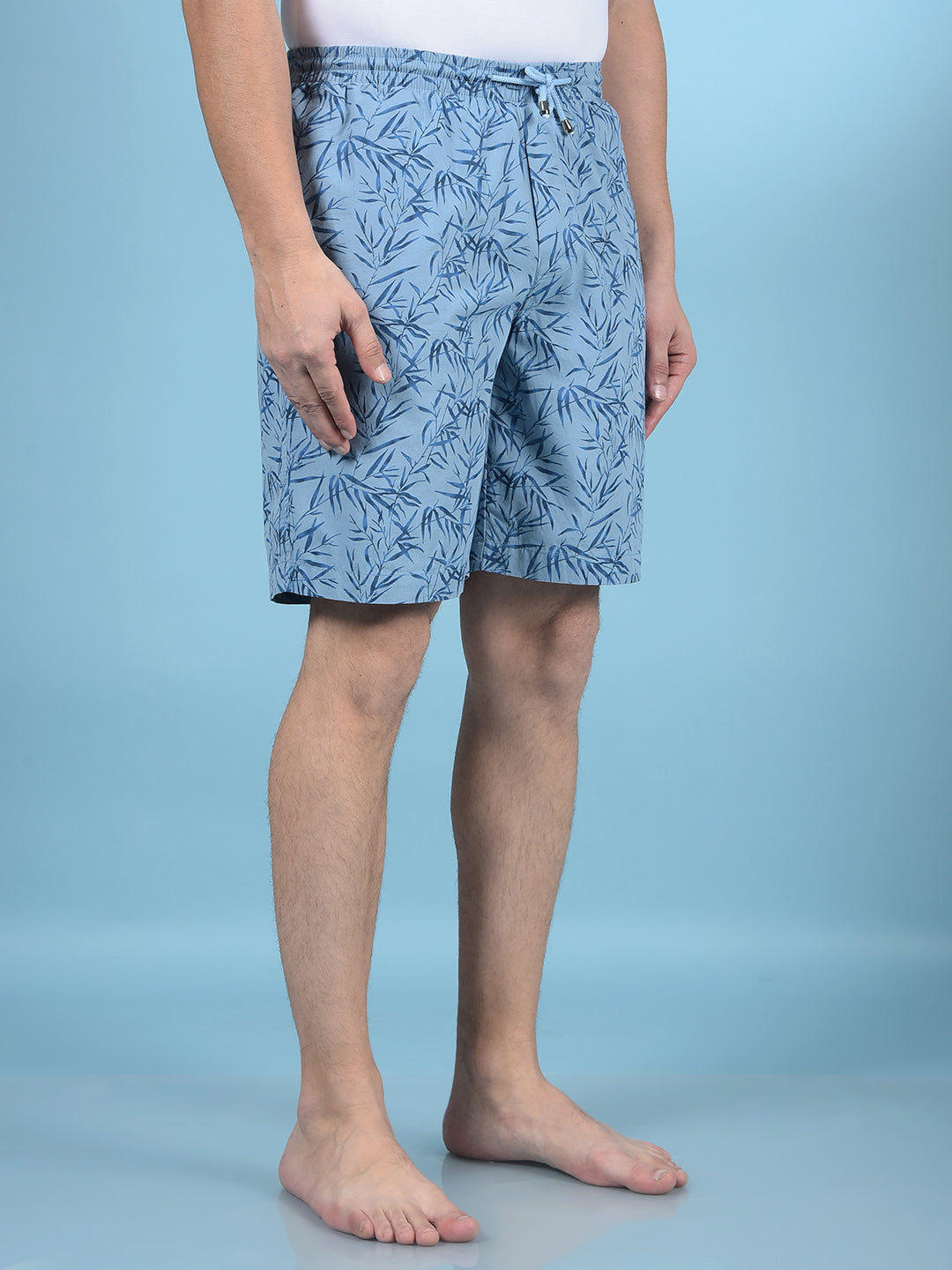 Blue Floral Print 100% Cotton Lounge Shorts-Men Lounge Shorts-Crimsoune Club