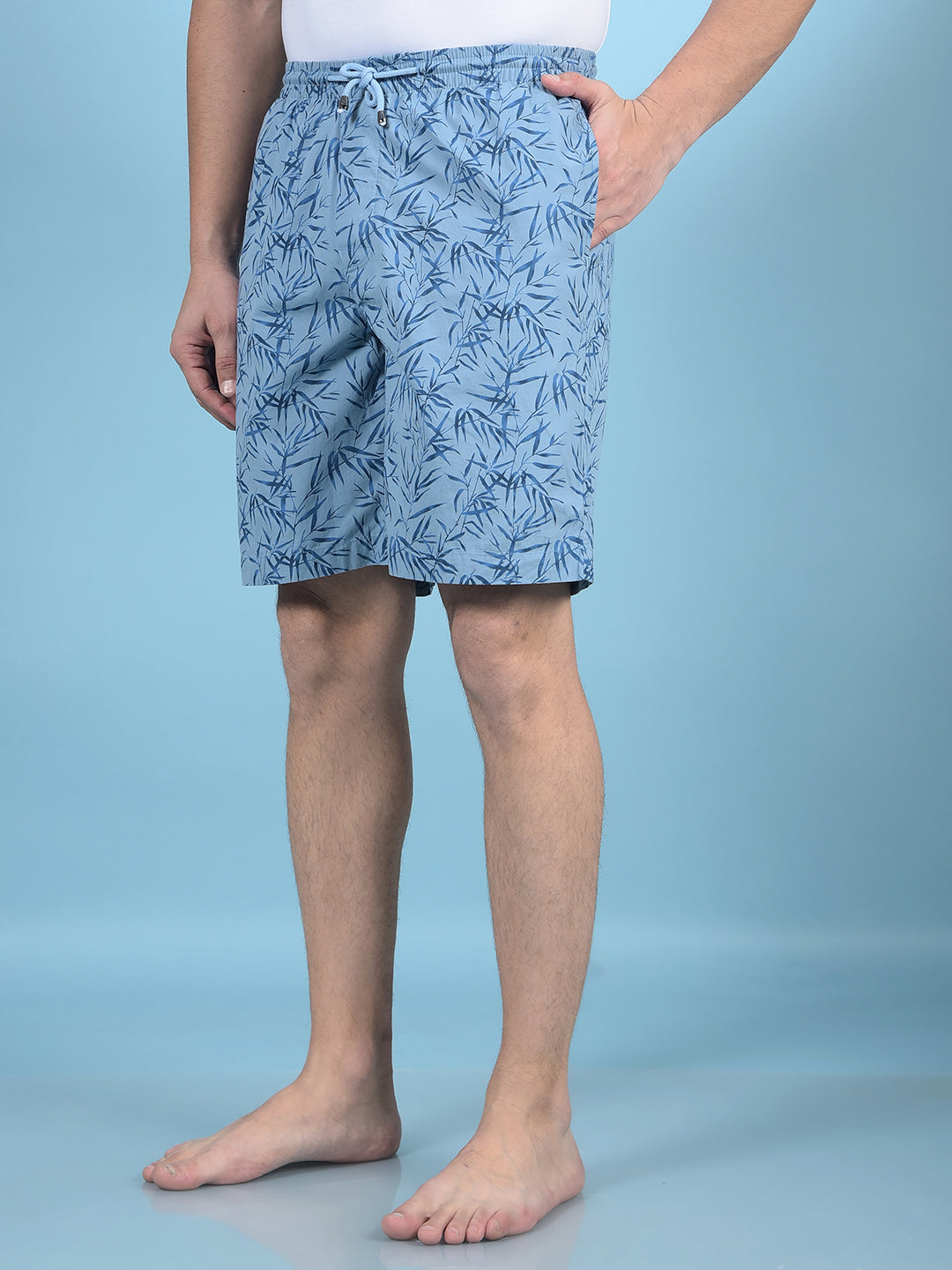 Blue Floral Print 100% Cotton Lounge Shorts-Men Lounge Shorts-Crimsoune Club