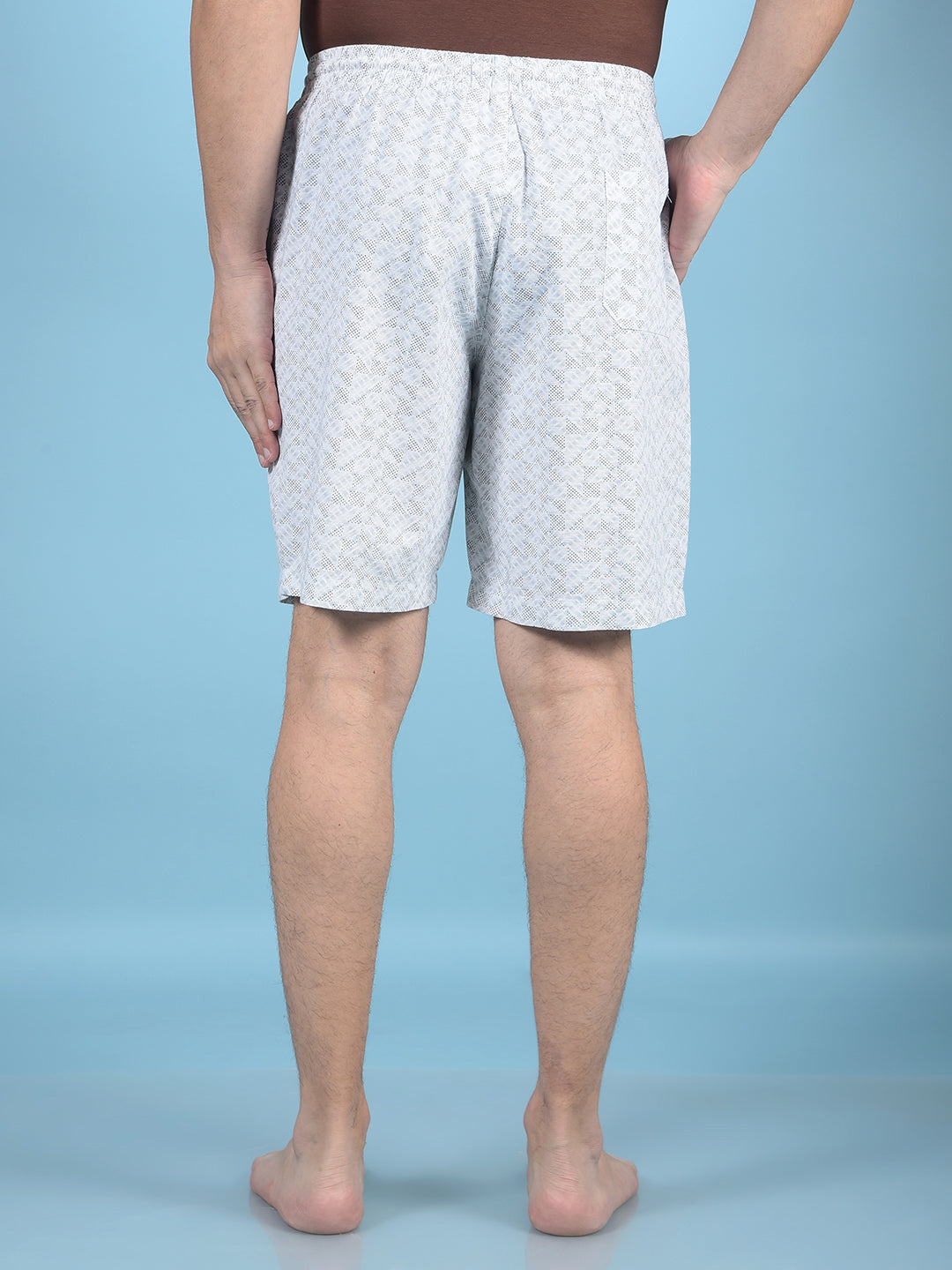 White Printed 100% Cotton Lounge Shorts-Men Lounge Shorts-Crimsoune Club