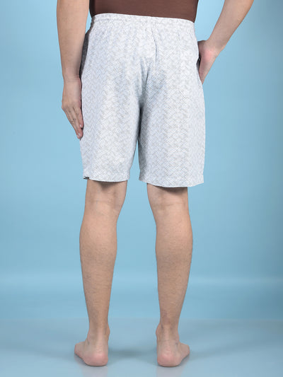 White Printed 100% Cotton Lounge Shorts-Men Lounge Shorts-Crimsoune Club
