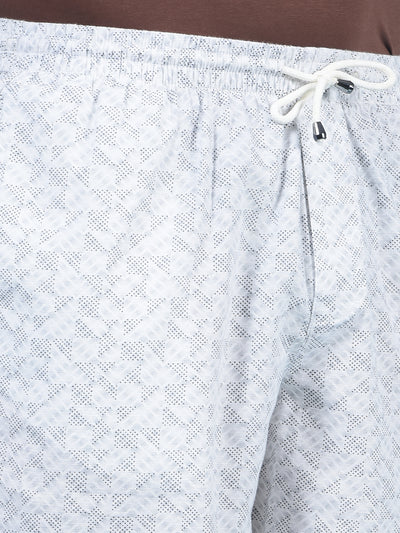 White Printed 100% Cotton Lounge Shorts-Men Lounge Shorts-Crimsoune Club