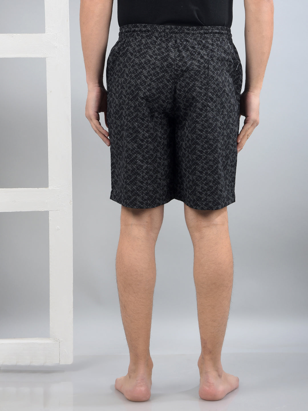 Black Printed 100% Cotton Lounge Shorts-Men Lounge Shorts-Crimsoune Club