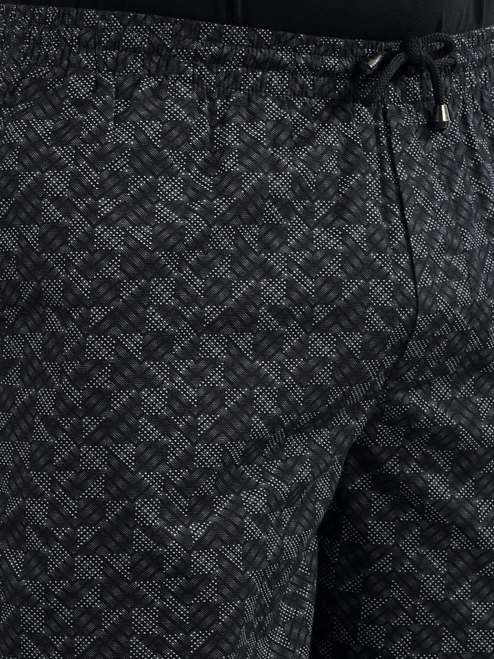 Black Printed 100% Cotton Lounge Shorts-Men Lounge Shorts-Crimsoune Club
