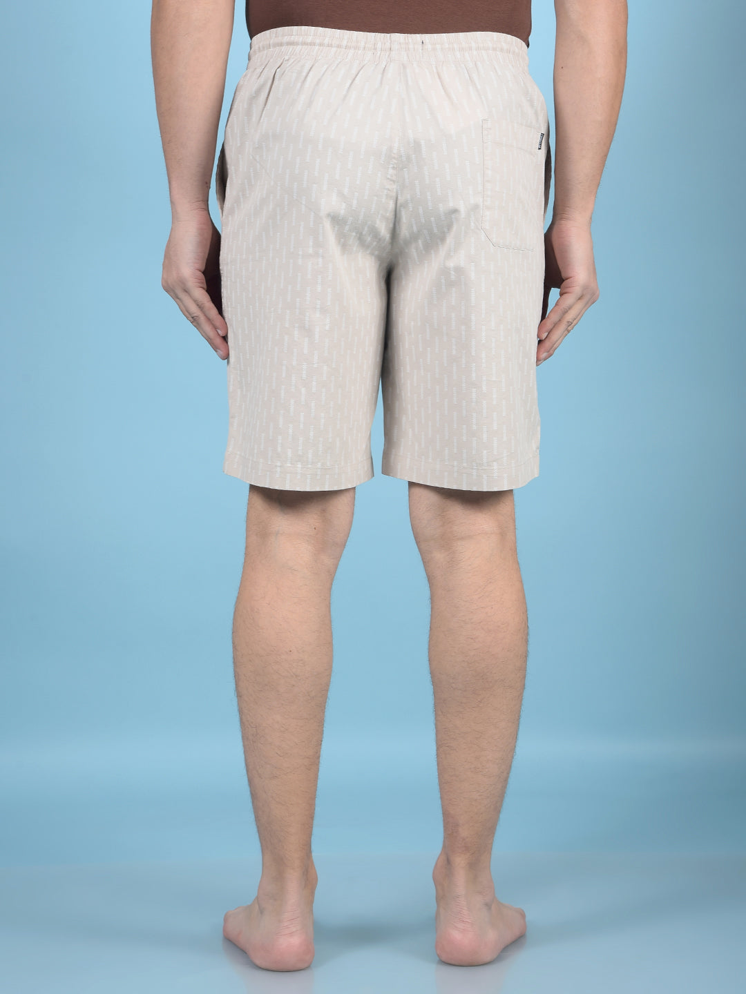 Beige Printed 100% Cotton Lounge Shorts-Men Lounge Shorts-Crimsoune Club