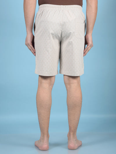 Beige Printed 100% Cotton Lounge Shorts-Men Lounge Shorts-Crimsoune Club