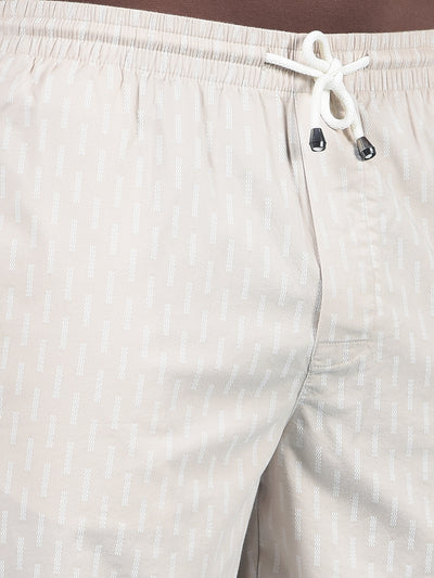 Beige Printed 100% Cotton Lounge Shorts-Men Lounge Shorts-Crimsoune Club