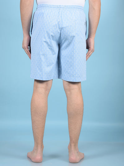Blue Printed 100% Cotton Lounge Shorts-Men Lounge Shorts-Crimsoune Club