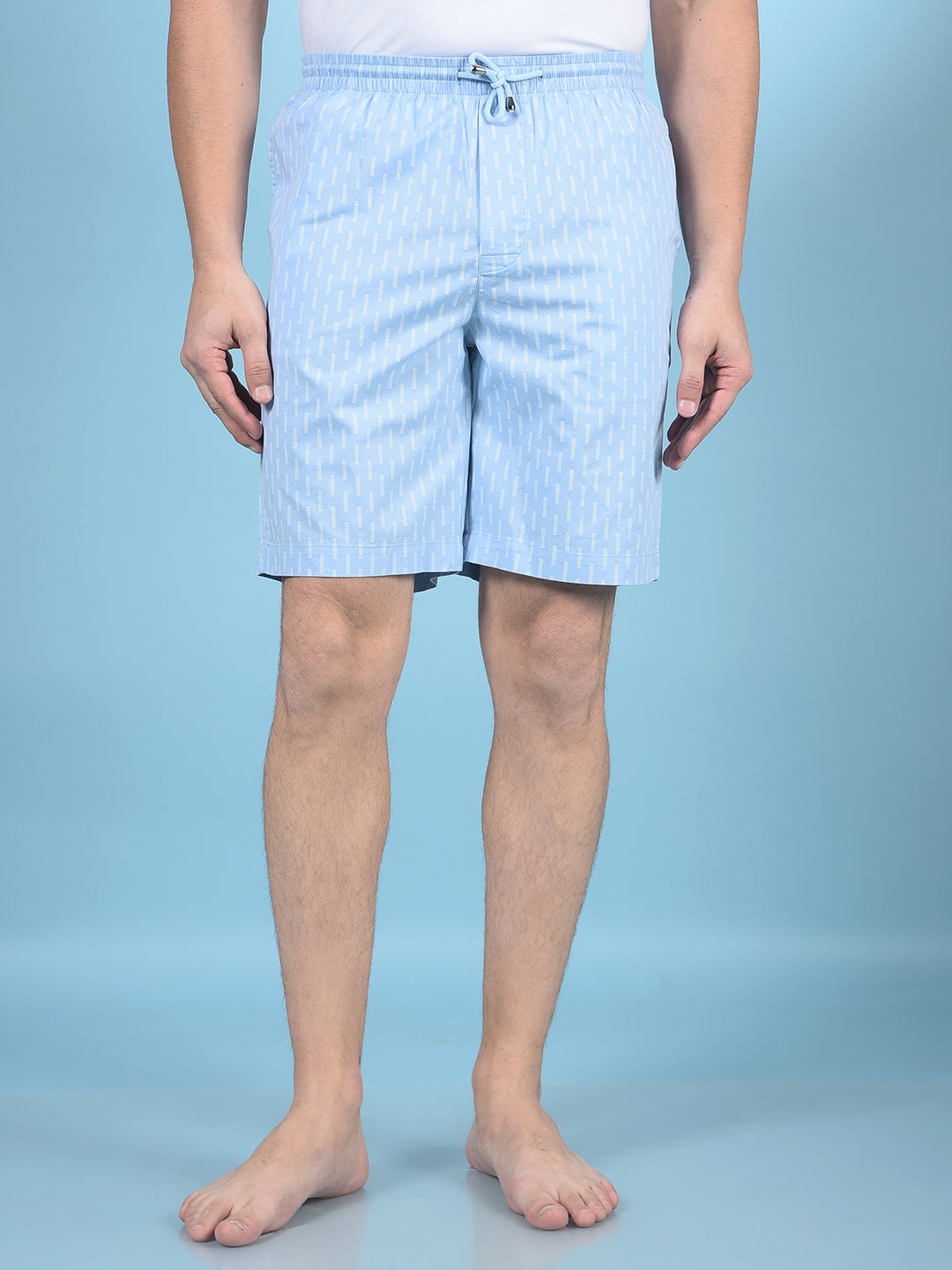 Blue Printed 100% Cotton Lounge Shorts-Men Lounge Shorts-Crimsoune Club