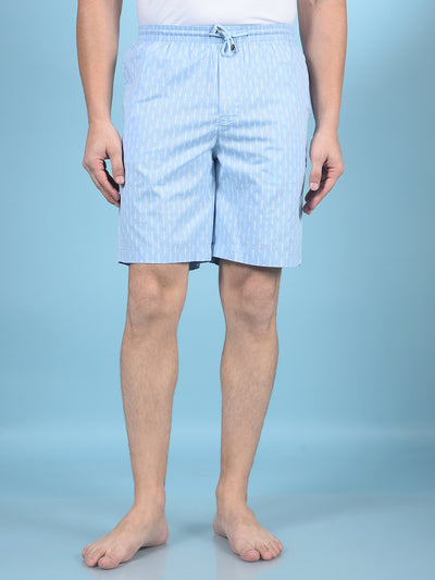 Blue Printed 100% Cotton Lounge Shorts-Men Lounge Shorts-Crimsoune Club